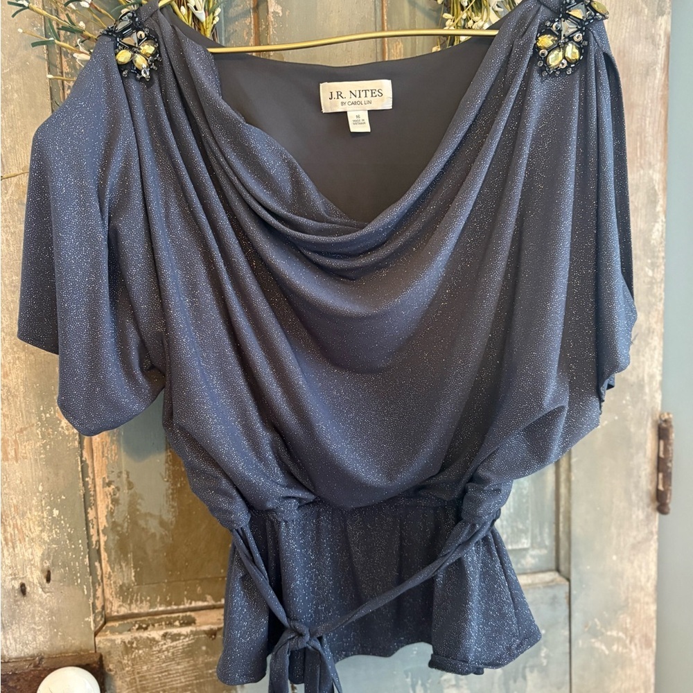 J.R. Nites Women's Sparkling Blue Blouse Size 16